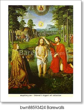 The Baptism of Christ. Central section of the triptych by Gerard David, Art Print The Baptism of Christ. Central section of the triptych by Gerard David, Art Print