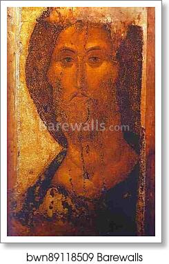 Our Savior. Detail by Andrei Rublev, Art Print