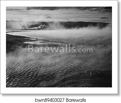 Surface of water presents a different texture in, "Fountain Geyser Pool, Yellowstone National Park," Wyoming. Photographs of National Parks and Monuments, compiled 1941 - 1942, documenting the period ca. 1933 - 1942 by Ansel Adams (1902-1984), Art Print Surface of water presents a different texture in, "Fountain Geyser Pool, Yellowstone National Park," Wyoming. Photographs of National Parks and Monuments, compiled 1941 - 1942, documenting the period ca. 1933 - 1942 by Ansel Adams (1902-1984), Art Print