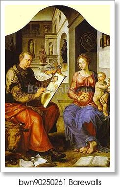St. Luke Painting the Virgin by Maerten Jacobsz Van Heemskerck, Art Print