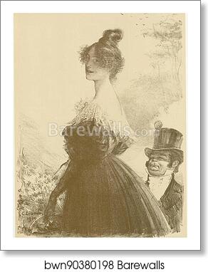 Mimi Pinson.  Original drawing for Les Maîtres de l’Affiche from issue 55, June 1900 by Charles Lucien Léandre, Art Print