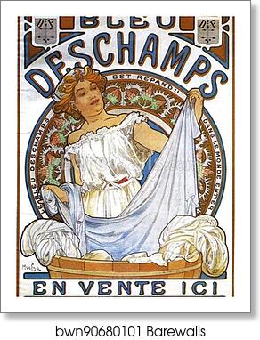 Bleu Deschamps by Alphonse Mucha, Art Print