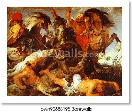 Hippopotamus and Crocodile Hunt by Peter Paul Rubens, Art Print Hippopotamus and Crocodile Hunt by Peter Paul Rubens, Art Print