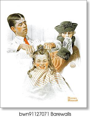 The Haircut by Norman Rockwell, Art Print