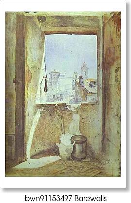 Window on Staircase to the Artist's Studio in Rome by Pavel Tchistyakov, Art Print Window on Staircase to the Artist's Studio in Rome by Pavel Tchistyakov, Art Print