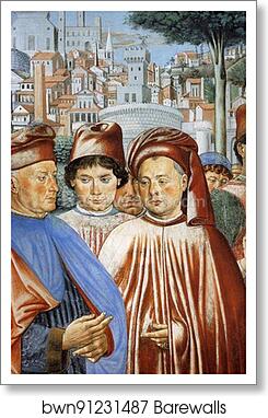 St. Augustine Departing for Milan. Detail by Benozzo Gozzoli, Art Print