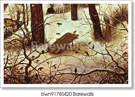 Winter Landscape with Skaters. Detail by Pieter Bruegel The Elder, Art Print