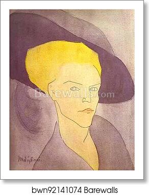Head of a Woman with a Hat by Amedeo Modigliani, Art Print