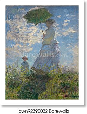 Woman with a Parasol - Madame Monet and Her Son by Claude Monet, Art Print