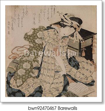 Courtesan asleep by Katsushika Hokusai, Art Print