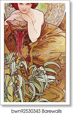 Emerald by Alphonse Mucha, Art Print
