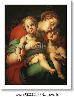Madonna and Child with the Young St. John (Caritas) by Jacopo Carrucci, Known As Pontormo, Art Print
