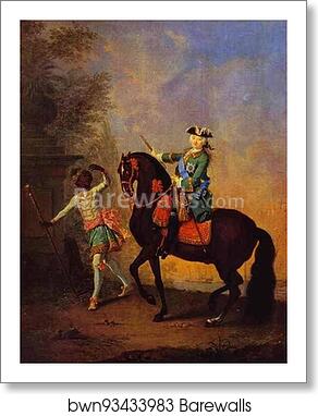 Portrait of Empress Elizaveta Petrovna on Horseback Followed by an Arab Boy by Georg Christoph Grooth (Aka Kleine Grooth), Art Print