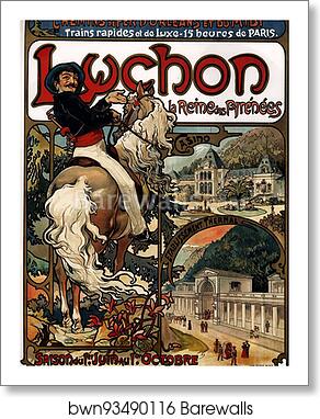 Luchon La Reine Des Pyrenees/Luchon Queen Of The Pyrenees by Alphonse Mucha, Art Print Luchon La Reine Des Pyrenees/Luchon Queen Of The Pyrenees by Alphonse Mucha, Art Print