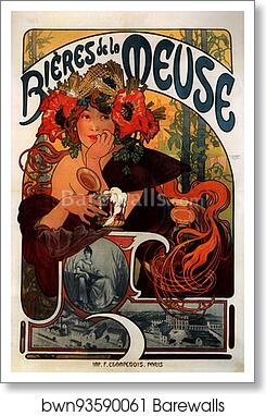 Bieres De La Meuse by Alphonse Mucha, Art Print