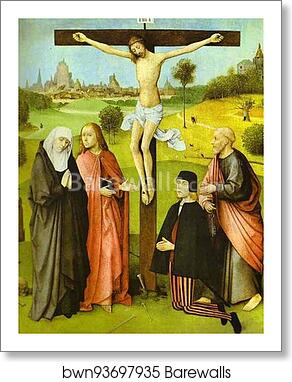 Christ on Cross with Donors and Saints by Hieronymus Bosch, Art Print