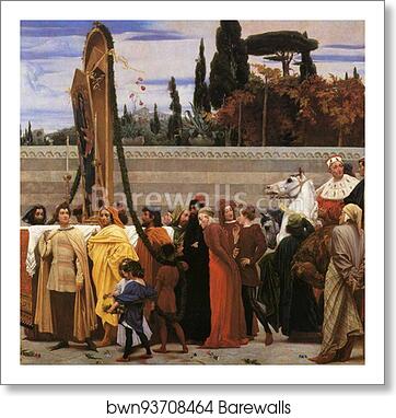 Cimabue's Celebrated Madonna is Carried in Procession through the Streets of Florence; in front of the Madonna, and Crowned with Laurels, walks CImabue Himself, with his Pupil Giotto; behind It Arnolfo Di Lapo, Gaddo Gaddi, Andrea Tafi, Niccola Pisano, Bu by Frederick Leighton, Art Print