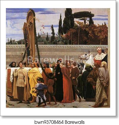 Cimabue's Celebrated Madonna is Carried in Procession through the Streets of Florence; in front of the Madonna, and Crowned with Laurels, walks CImabue Himself, with his Pupil Giotto; behind It Arnolfo Di Lapo, Gaddo Gaddi, Andrea Tafi, Niccola Pisano, Bu by Frederick Leighton, Art Print Cimabue's Celebrated Madonna is Carried in Procession through the Streets of Florence; in front of the Madonna, and Crowned with Laurels, walks CImabue Himself, with his Pupil Giotto; behind It Arnolfo Di Lapo, Gaddo Gaddi, Andrea Tafi, Niccola Pisano, Bu by Frederick Leighton, Art Print