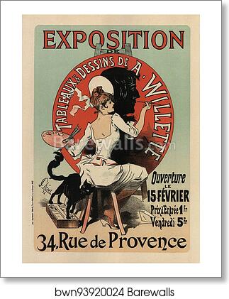 Exposition de Tableaux & Dessins de A. Willette by Jules Chéret, Art Print Exposition de Tableaux & Dessins de A. Willette by Jules Chéret, Art Print