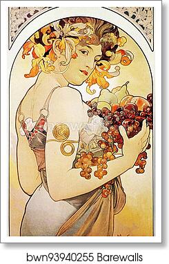 Fruit by Alphonse Mucha, Art Print