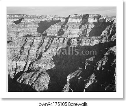 Closer view of cliff formation, "Grand Canyon from North Rim, 1941," Arizona.  Photographs of National Parks and Monuments, compiled 1941 - 1942, documenting the period ca. 1933 - 1942 by Ansel Adams (1902-1984), Art Print