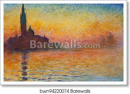San Giorgio Maggiore at Dusk - Sunset in Venice by Claude Monet, Art Print San Giorgio Maggiore at Dusk - Sunset in Venice by Claude Monet, Art Print