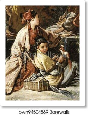 Chinese Hunting. Detail by François Boucher, Art Print