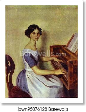 Portrait of N. P. Zhdanovich at the Harpsichord by Pavel Fedotov, Art Print