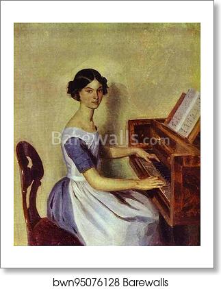 Portrait of N. P. Zhdanovich at the Harpsichord by Pavel Fedotov, Art Print Portrait of N. P. Zhdanovich at the Harpsichord by Pavel Fedotov, Art Print