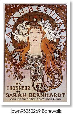 Sarah Bernhardt by Alphonse Mucha, Art Print