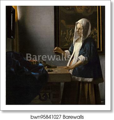 Woman Holding a Balance by Johannes Vermeer, Art Print