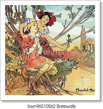 Chocolat Masson Adolescence by Alphonse Mucha, Art Print