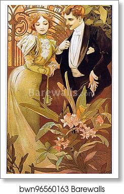 Flirt - Biscuits Lefevre-Utile by Alphonse Mucha, Art Print