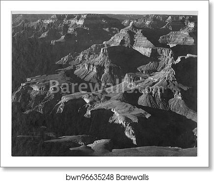 Close in view, looking down toward peak formations, "Grand Canyon National Park," Arizona.  Photographs of National Parks and Monuments, compiled 1941 - 1942, documenting the period ca. 1933 - 1942 by Ansel Adams (1902-1984), Art Print