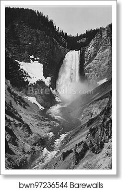 Yellowstone Falls, Yellowstone National Park, Wyoming. (vertical orientation).  Photographs of National Parks and Monuments, compiled 1941 - 1942, documenting the period ca. 1933 - 1942 by Ansel Adams (1902-1984), Art Print