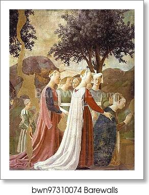 Legend of the True Cross: Adoration of the Wood. Detail by Piero Della Francesca, Art Print