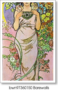 Rose by Alphonse Mucha, Art Print