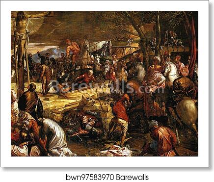 Crucifixion. Detail by Jacopo Robusti, Called Tintoretto, Art Print