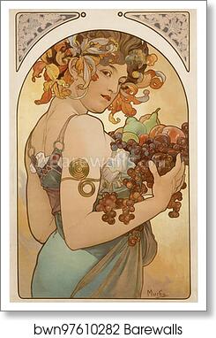 Fruit by Alphonse Mucha, Art Print