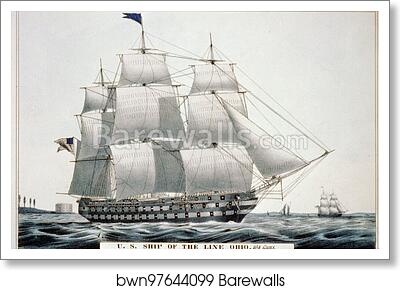 U.S. ship of the line Ohio: 104 guns by Currier & Ives, Art Print U.S. ship of the line Ohio: 104 guns by Currier & Ives, Art Print