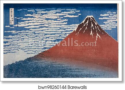 Red Fuji, also known as Fine Wind, Clear Weather (Gaifū kaisei) by Katsushika Hokusai, Art Print