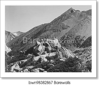 Peak near Rac Lake, Kings River Canyon (Proposed as a national park), California, 1936.  Photographs of National Parks and Monuments, compiled 1941 - 1942, documenting the period ca. 1933 - 1942 by Ansel Adams (1902-1984), Art Print Peak near Rac Lake, Kings River Canyon (Proposed as a national park), California, 1936.  Photographs of National Parks and Monuments, compiled 1941 - 1942, documenting the period ca. 1933 - 1942 by Ansel Adams (1902-1984), Art Print