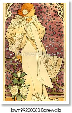 La Dame Aux Camelias by Alphonse Mucha, Art Print