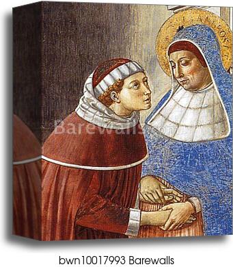Arrival of St. Augustine in Milan. Detail by Benozzo Gozzoli, Canvas Print