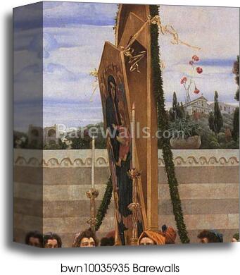 Cimabue's Celebrated Madonna is Carried in Procession through the Streets of Florence; in front of the Madonna, and Crowned with Laurels, walks CImabue Himself, with his Pupil Giotto; behind It Arnolfo Di Lapo, Gaddo Gaddi, Andrea Tafi, Niccola Pisano, Bu by Frederick Leighton, Canvas Print