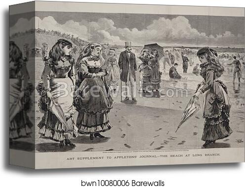 The Beach at Long Branch, published as an Art Supplement to Appleton's Journal, August 21, 1869 by Winslow Homer, Canvas Print