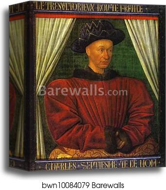 Portrait of Charles VII, King of France by Jean Fouquet, Canvas Print