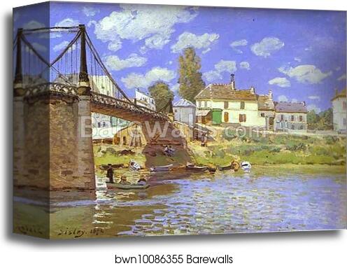 Bridge at Villeneuve-la-Garenne by Alfred Sisley, Canvas Print