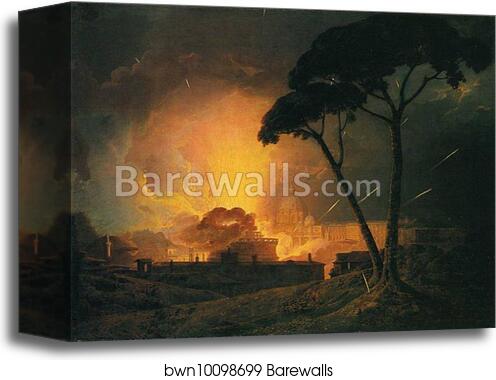 The Annual Girandola, at the Castle of St. Angelo, Rome by Joseph Wright Of Derby, Canvas Print