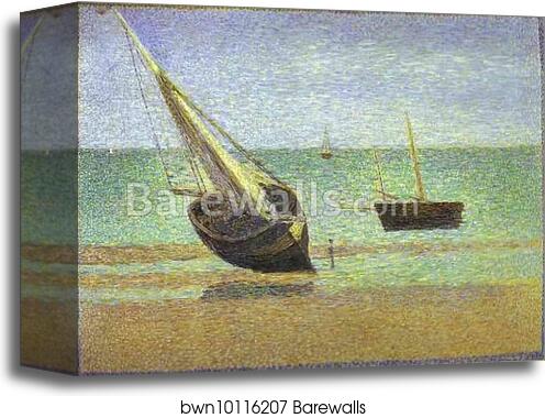 Boats. Bateux, maree basse, Grandcamp by Georges Seurat, Canvas Print Boats. Bateux, maree basse, Grandcamp by Georges Seurat, Canvas Print